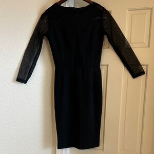 Chic Black Dress with Sheer Sleeves